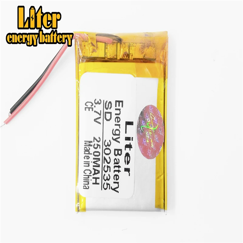 polymer lithium battery 302535 3.7V 250mah mp3 plug-in card bluetooth wireless