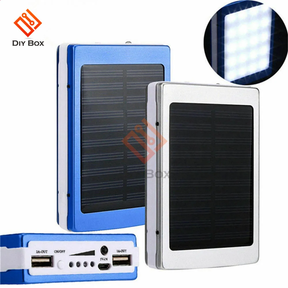 18650 Mobile Power Portable Solar Power Bank Charger DIY Box Materials LED Dual USB Charge Powerbank Cover Case for Phone