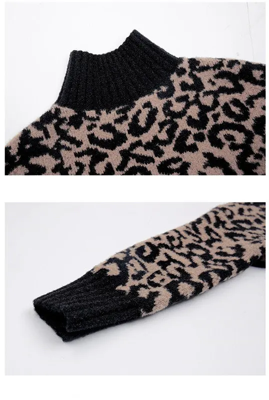 Baby-Mädchen Leopardenmuster Rollkragenpullover Neuer Herbst-Winter Koreanischer Stil Lockerer Strickpullover Oberteil für Kinder 6 8 10 12 13 Jahre – Detail 11