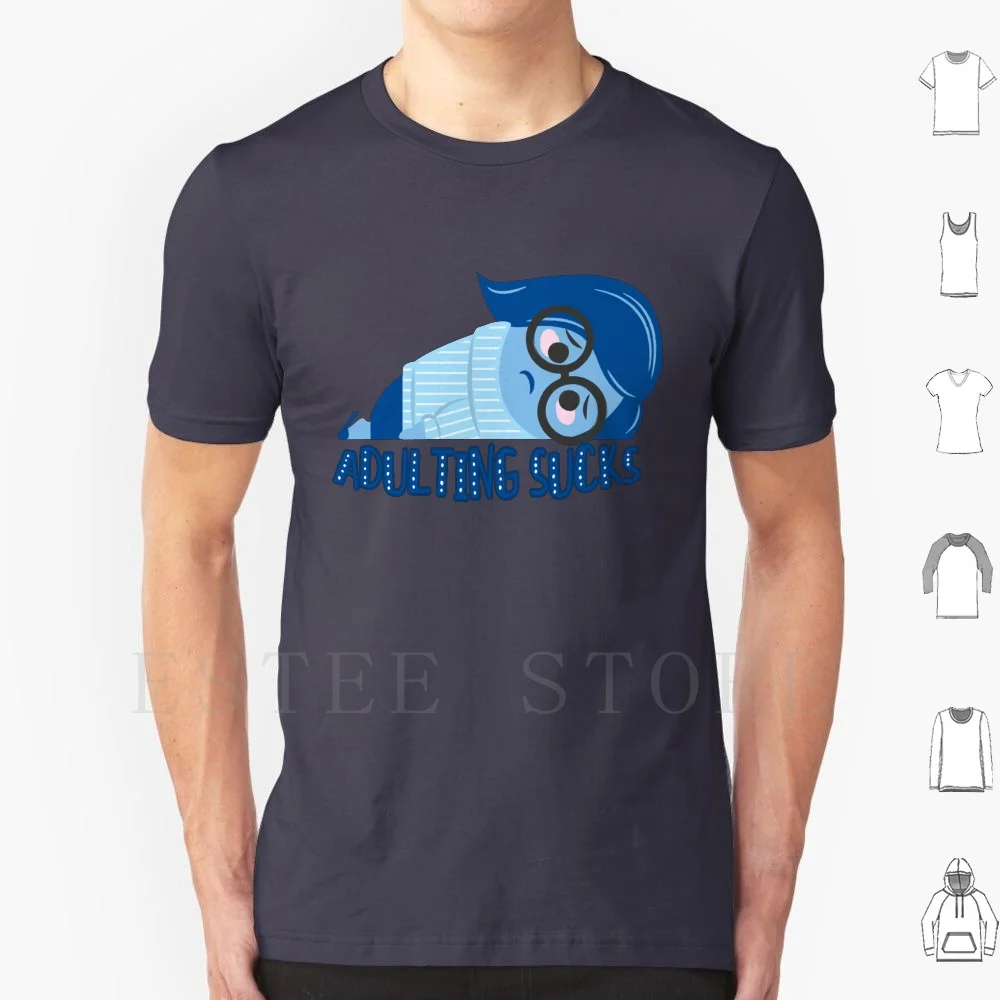 Adulting Sucks T Shirt Cotton Men DIY Print Inside Out Joy Amy Poehler Pixar Films Sadness Sad Crying Emo Adulting Up
