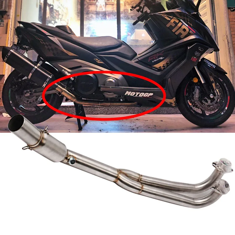 

Slip On Motorcycle Exhaust System Front Header Middle Connect Link Pipe With Catalyst Escape Moto For KYMCO AK550