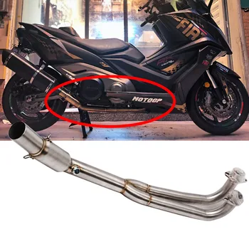 Slip on motorcycle exhaust system front header middle link connecting pipe with catalyst escape Moto KYMCO AK550