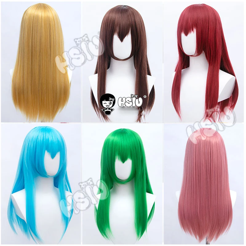 「HSIU Brand」26 Colors 60cm Long Straight Hair Pink Gray White purple Black pink Fiber synthetic wig + Free brand wig net
