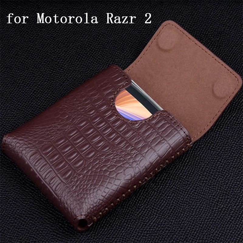 Crocodile Phone Case forMotorola Razr 2 Genuine Leather Flip Cover Bag for Moto Razr 2 Razr2 Magnetic Fundas Skin Luxury Shell