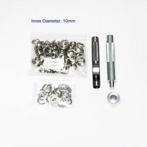 Silber Ilhó und Ilhó Punch Die-Werkzeugset, Metallknopf für DIY-Lederhandwerk, Kleidungsschuhe Gürtelbeutel Grommet, 4mm-14mm, 100 Sep 10 Hauptverkäufe Ilhos Seal - №1