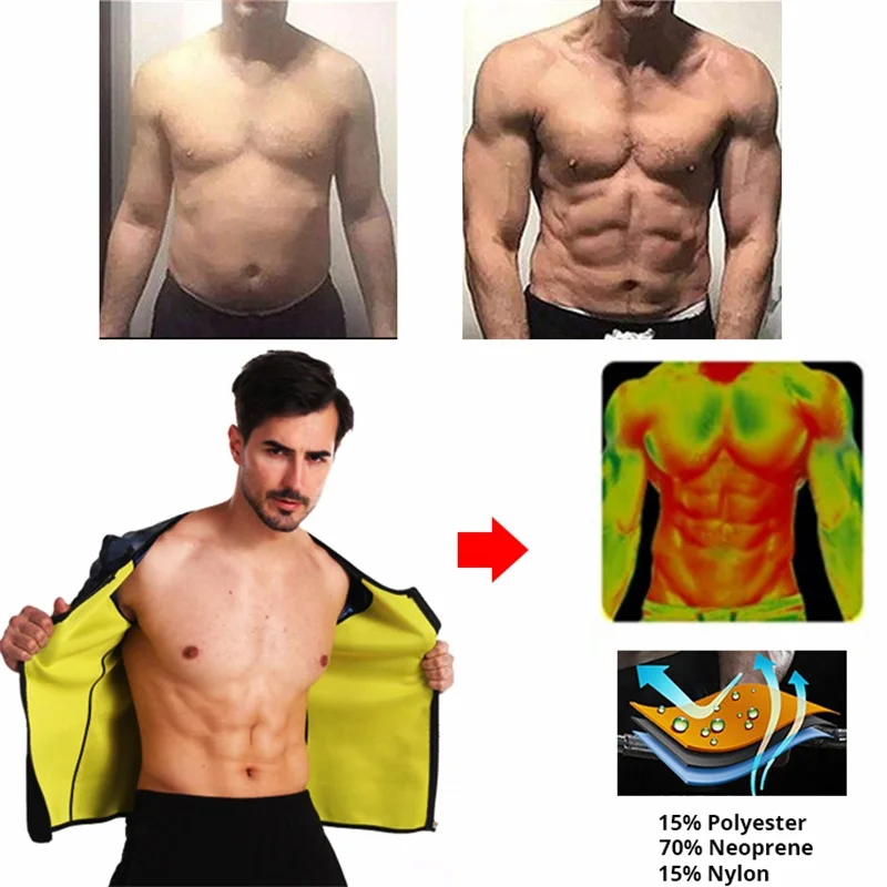 Men Body Shaper Sauna Suit Sweat Shirt Slimming Underwear Weight Loss Shirt Fat Burner Workout Thermal Tank Tops  Fitness
