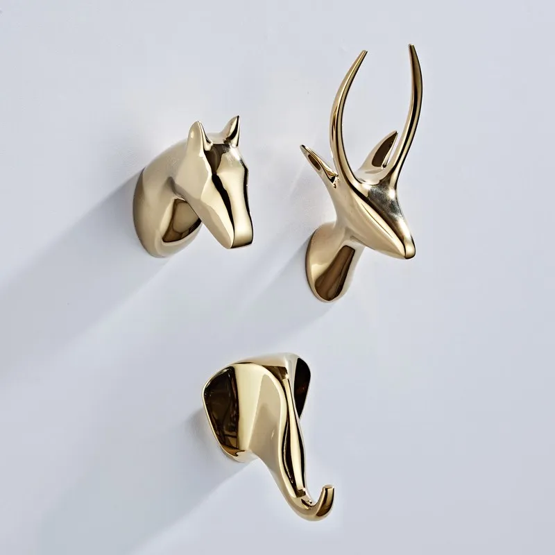 

Robe Hooks Bathroom Accessories Gold Wall Mounted Clothes Rack Coat Hanger Rustproof Towel Hook Animal design