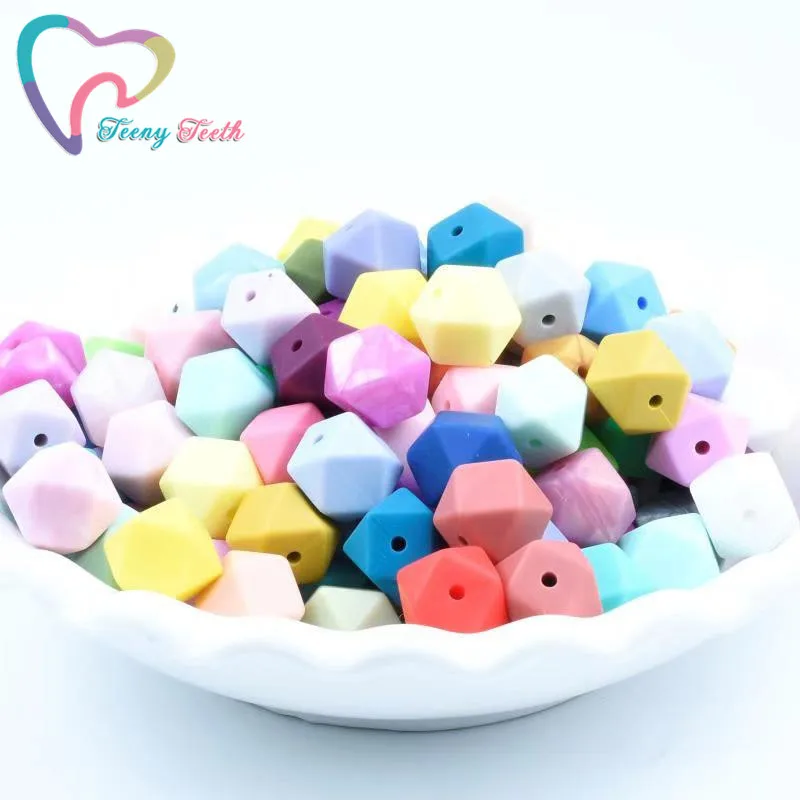 20 PCS 14 MM Baby Silicone Geometric Bead DIY Pacifier Chain Food Grade Perle Silicone Baby Teether Nursing Necklace Gift Toy