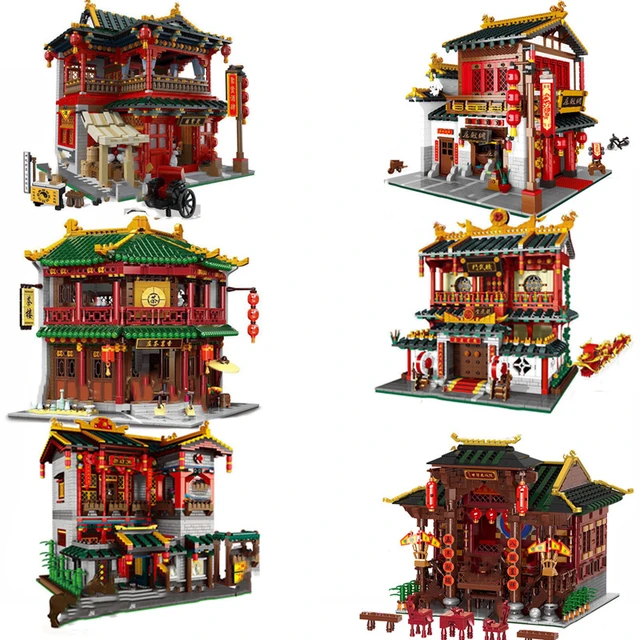 Zhong Hua top Street Teahouse brick building set