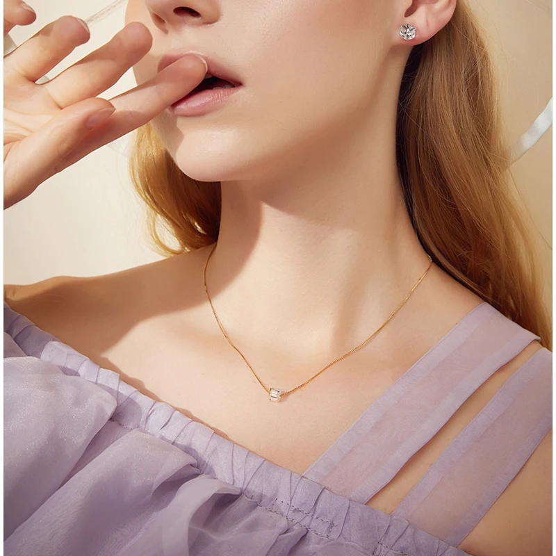 Premium Crystals From Austria Green Cube Beads Necklaces Pendant Gold Color Chain Jewelry For Women Chic Birthday Jewelry