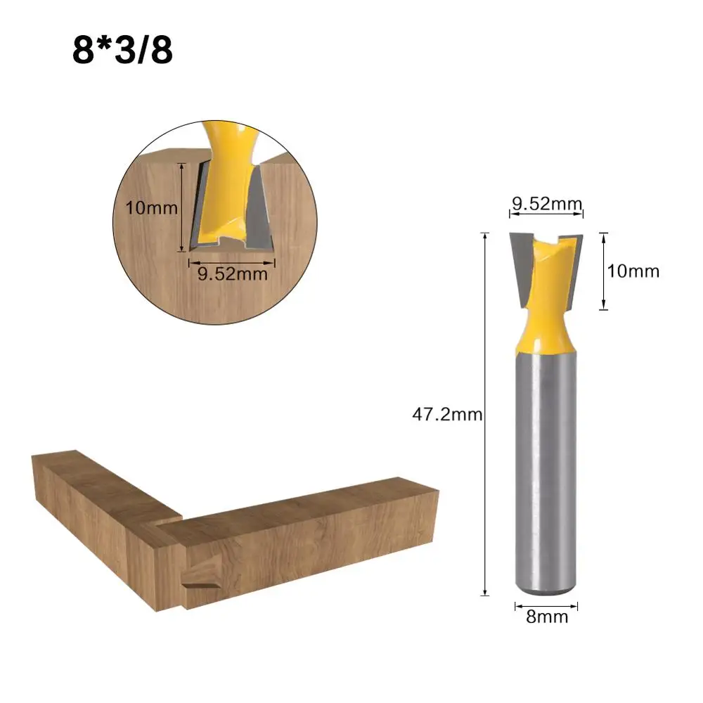 5pcs 8mm Shank Dovetail Joint Router Bits Set 14 Degree Woodworking Engraving Bit Milling Cutter for Wood