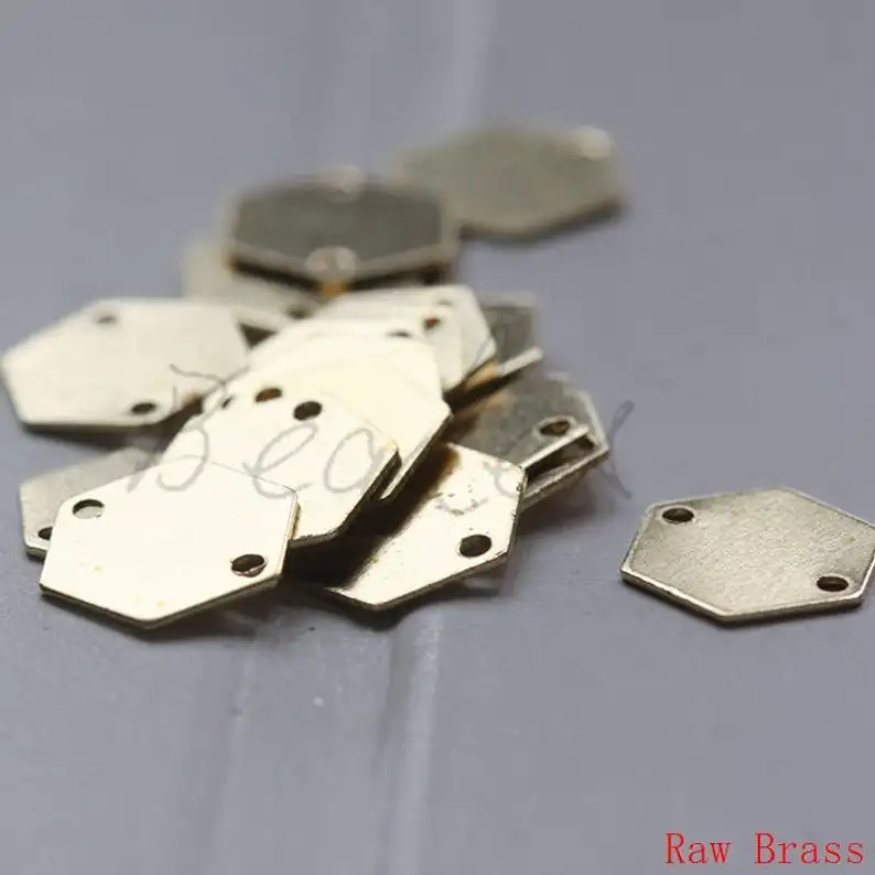 DIY Supply-Premium Plated Solid Brass Finding Hexagon Link - Honeycomb - 10mm (3704C)