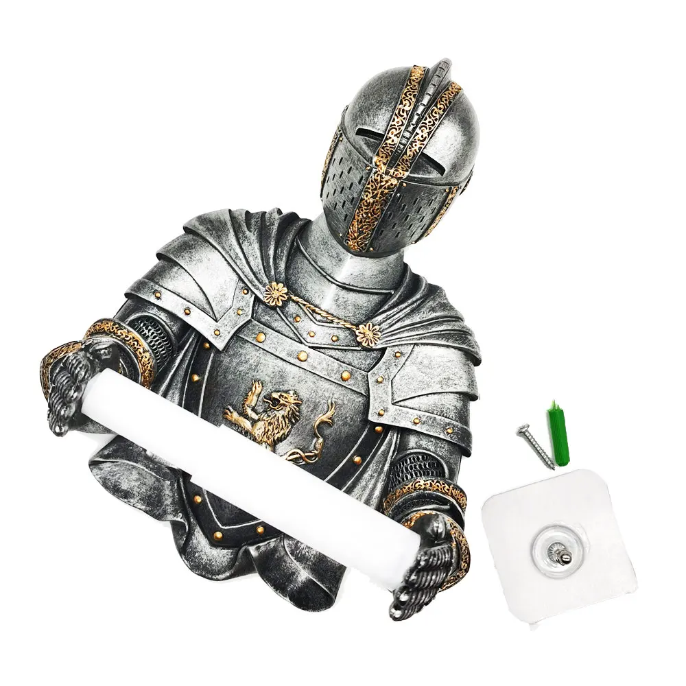 Tissue Box Container Toilet Paper Holder Tissue Storage Roll Custom Medieval Statue Knight To Remember Gothic Bathroom Decor