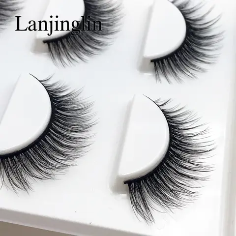 3 Pairs Long False Mink Lashes Lanjinglin