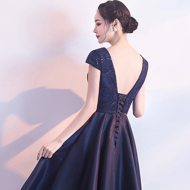 New V-Neck Princess Bridesmaid Dresses DongCMY Elegant Party Bride Junior Navy Blue Plus Size For Wedding Occasions