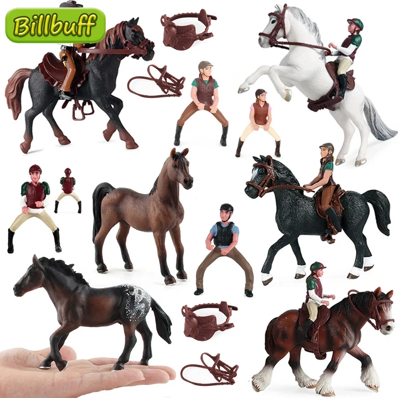 

Simulation Farm Stable Black Horse racing Model Action Figures Emulational Horseman Animal Figurine Educational toy for children