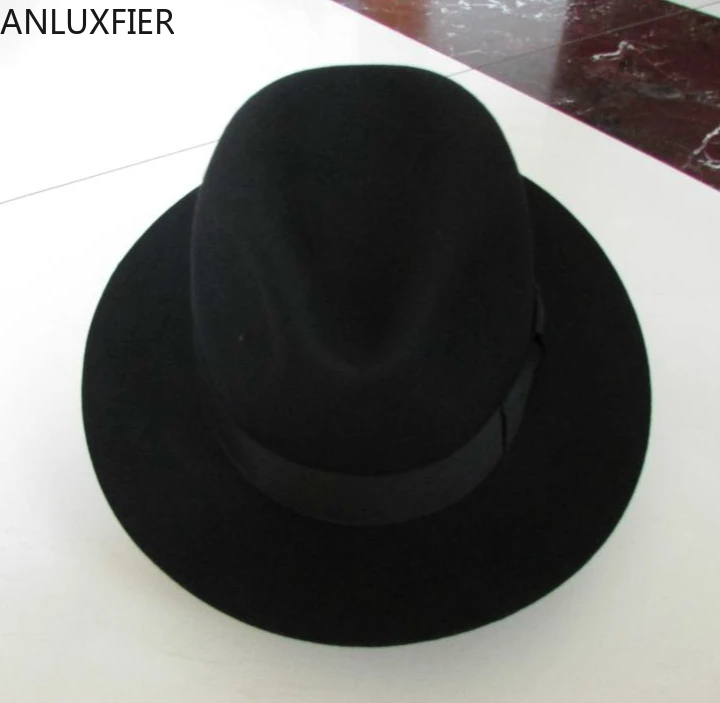 B-1540 Adult Fedora Wool Hat Australian Fedora Fashion Unisex Black Homburg Panama Jazz Hat Men Panama Fedora Black Hats