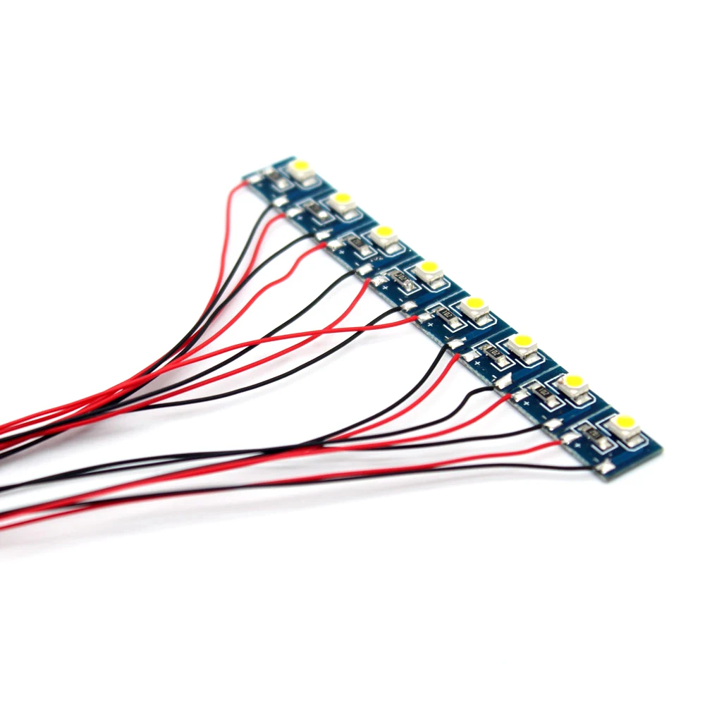 DD00WM 8PCS Wstępnie okablowany zestaw lamp LED WARM White SMD 3528 12V ~ 18V NOWOŚĆ do modeli pociągów kolejowych 1SET=8PCS