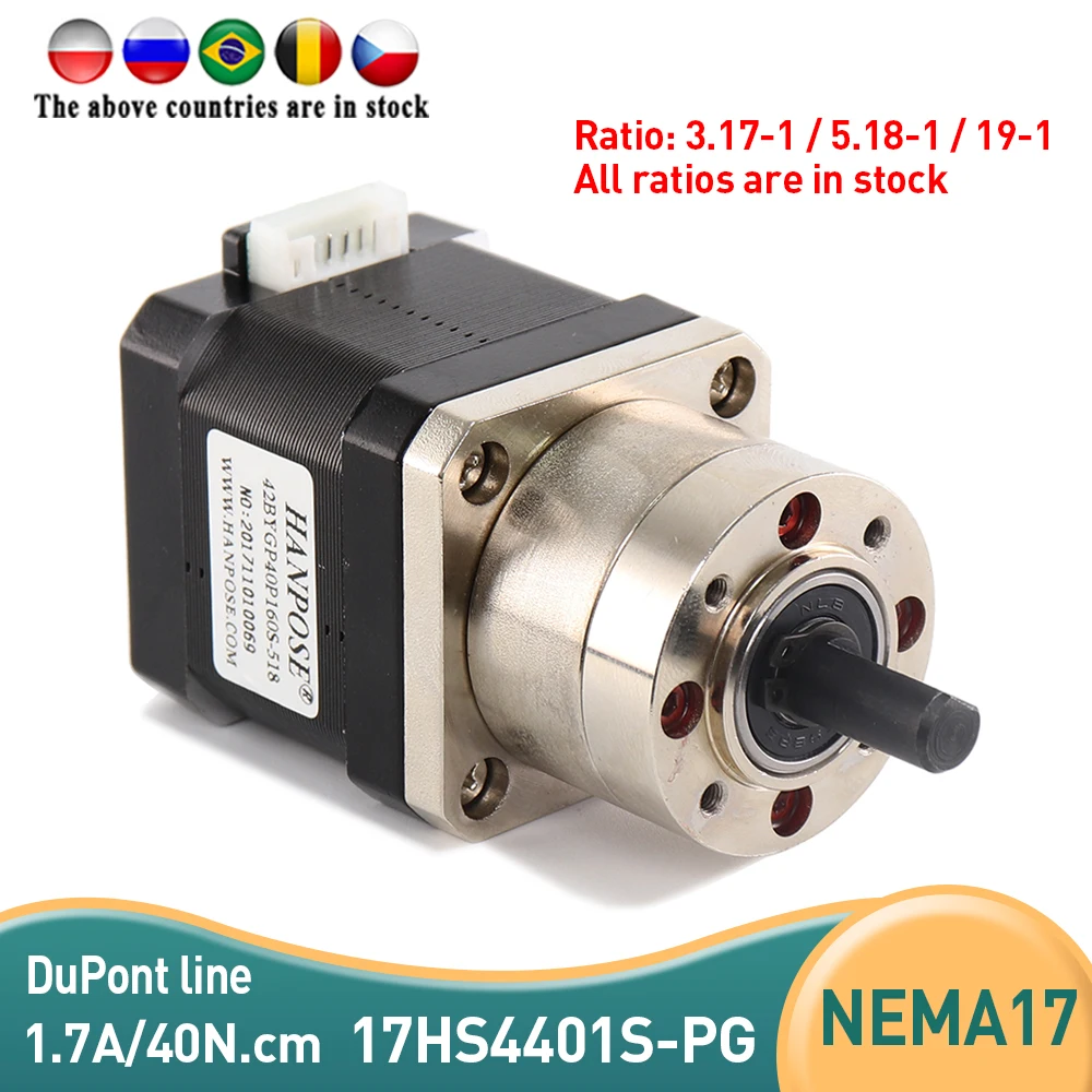 4-lead 40N.CM Nema17 Stepper Motor 17HS4401S-PG5.18:1 Gear Stepper Motor Ratio Planetary Gearbox Nema17 Gear motor