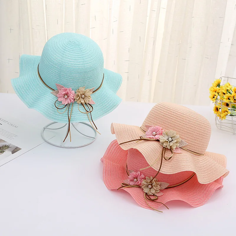 Summer Flower Kids Straw Hats Fashion Holiday Travel Floppy Sun Hat Girls Casual Fold able Beach Hat SHT018