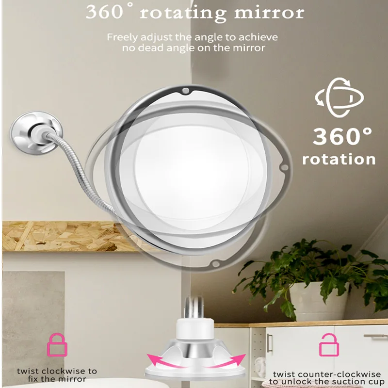 360-Degree Rotating Mirror Flexible Makeup Mirror 10 Times Magnifying Glass With LED Light Makeup Mirror Foldable Makeup Mirror