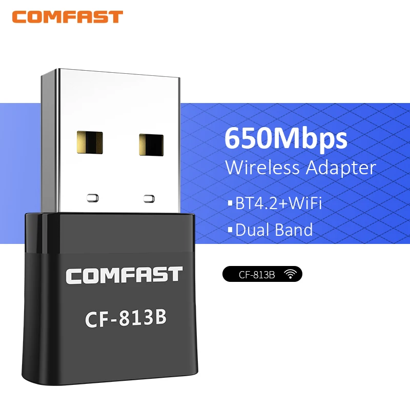 COMFAST 650Mbps BT4.2 USB WiFi Adapter Dual Band 2.4/5Ghz Wireless External Music Receiver Mini Wi Fi Dongle PC/Laptop/Desktop