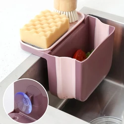 Kitchen Sink Strainer Vegetable Fruit Drainer Basket Suction Cup Sponge Rack Storage Organizer Shelf Household Item