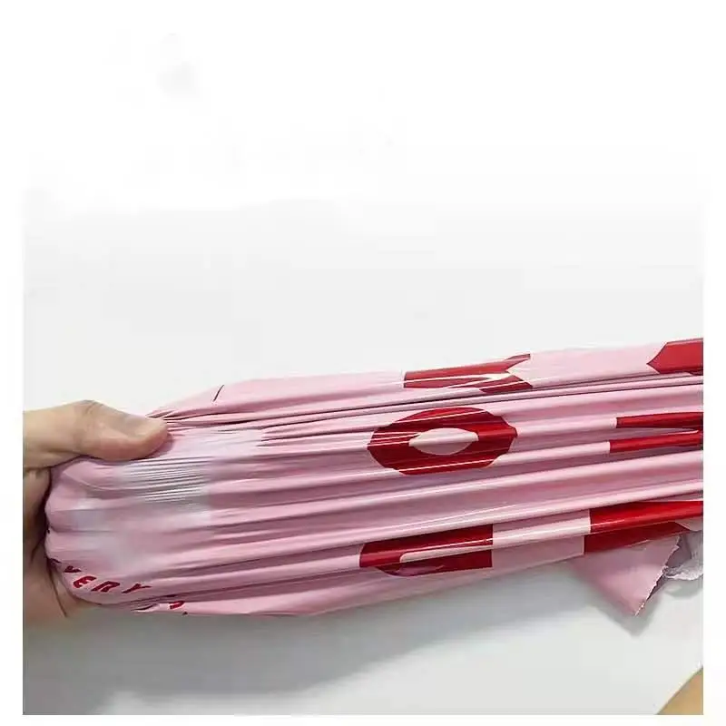 50Pcs/Lot Opaque PE Plastic Express Envelope Storage Bags Pink Bag Red Logo Color Mailing Bags Self Adhesive Seal Courier Bag