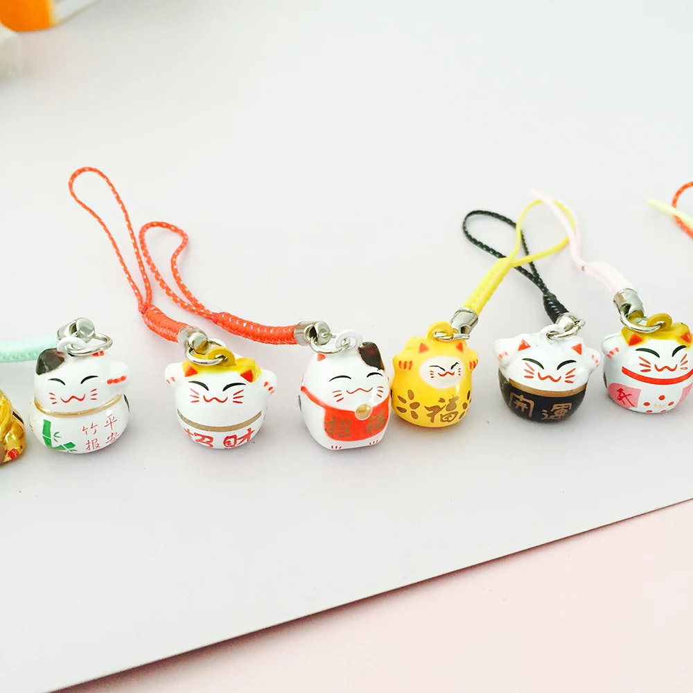 1 قطعة kawaii القط جرس الهاتف الأشرطة لطيف لاكي القط سحر قلادة ل فون اكسسوارات الهاتف المحمول الأشرطة الجدة الهدايا #5