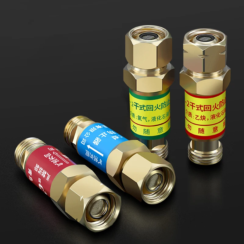 1 Pcs Flashback Arrestor Check Valve Flame Buster Oxygen Acetylene HF-2 for Pressure Regulator Mount Gas Welding Cutting