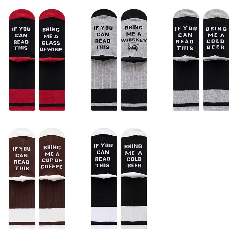 

Drop ship men funny socks Harajuku humor word printed socks summer creative Hip hop street skateboard Unisex Crew Happy sock