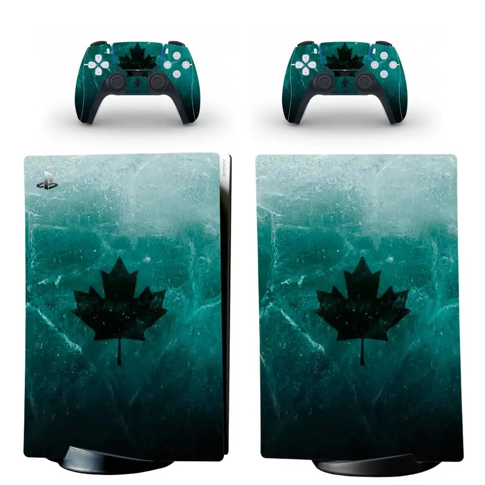 Green Leaf Weed PS5 Digital Edition Skin Sticker Decal Cover for PlayStation 5 Console and 2 Controllers PS5 Skin Sticker Vinyl