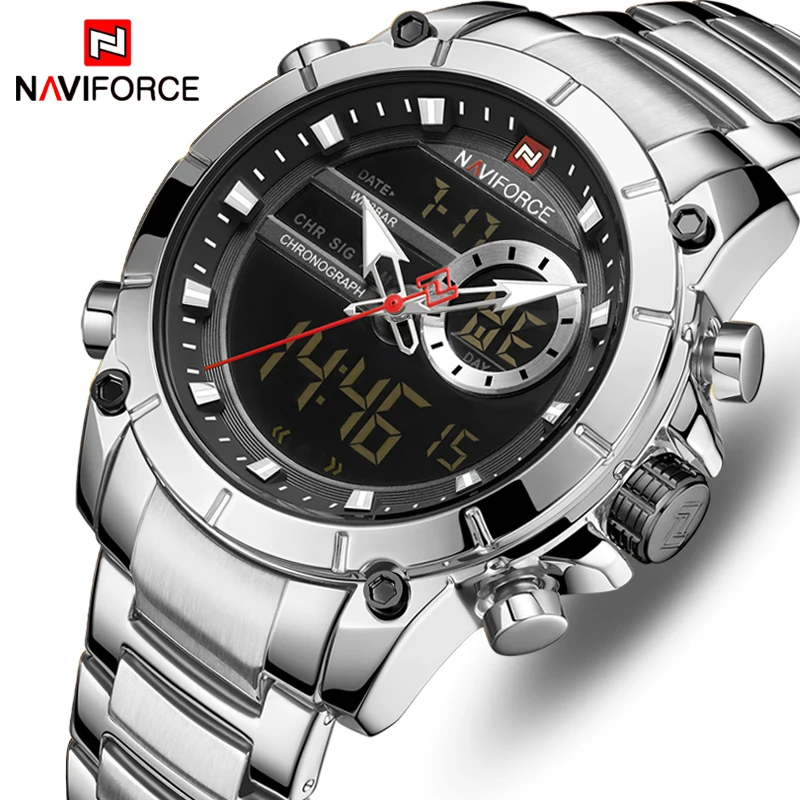 

Men Watches NAVIFORCE Top Brand Luxury Quartz Watch Mens Military Sports Fashion Wristwatch Full Steel Clock Relogio Masculino