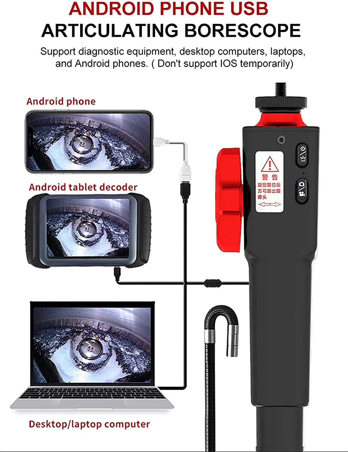 Imagem -06 - Polegada 8.5 mm 180 Graus Dois Lado Direção Articulada Endoscópio 1080p Inspeção Câmera Borescope Microscópio Portátil 4.5