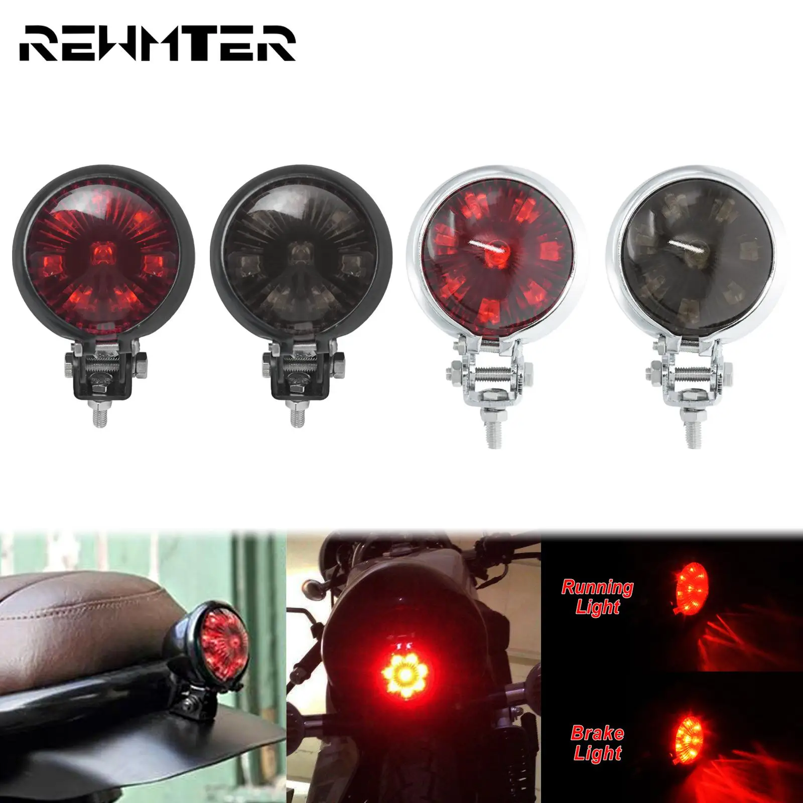 

Motorcycle LED Brake Rear Lamp Taillight Cafe Racer Stop Tail Light 12V Adjustable For Harley Chopper Bobber Sportster XL Dyna