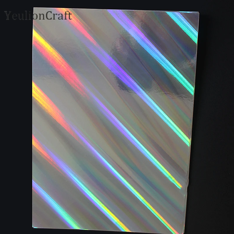 Chzimade 5Pcs A4 Size Reflective Flash Cardboard Foil Paper Rainbow DIY Glossy Decorative Paper Laser Cardboard Crafts