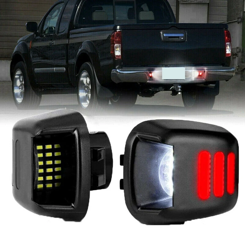 2Pcs Red Tube SMD LED License Plate Light for Nissan Navara D40 2005-2016