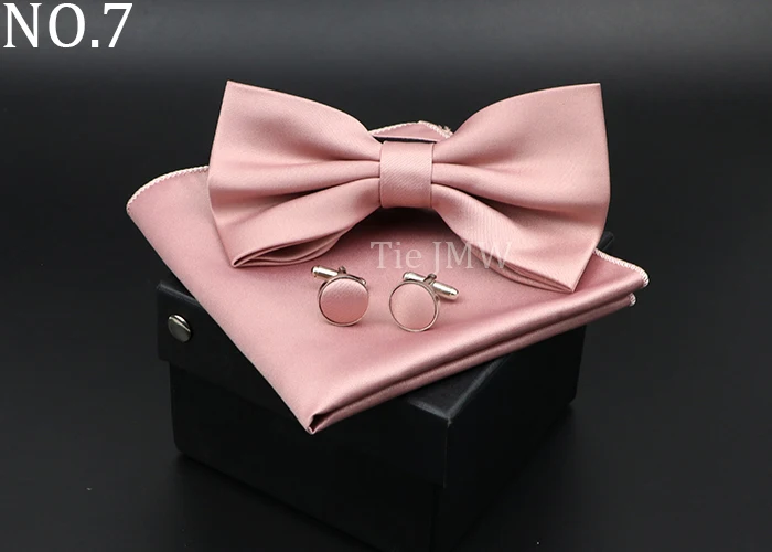 Herren Klassische Helle Farbe Bowtie Set Grün Rosa Blau Rot Fliege Manschettenknöpfe Hochzeit Krawatten Taschentuch Party Geschenk Krawatte Hemd zubehör – Detail 7