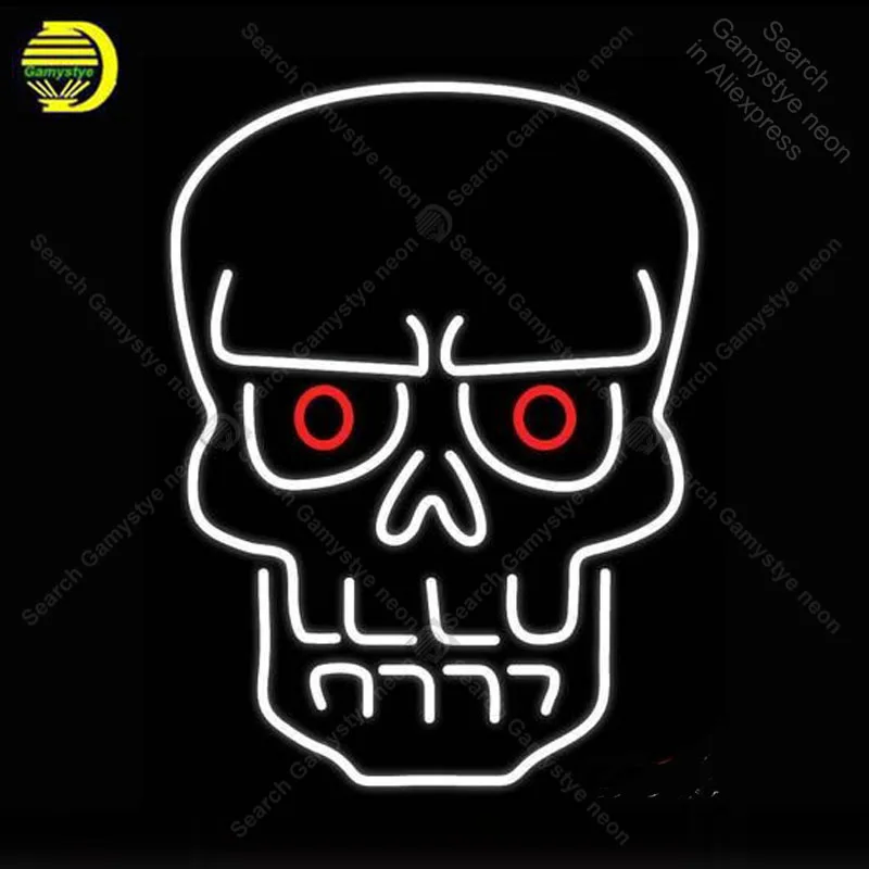 

NEON SIGN For Evil Skull real GLASS BEER BAR PUB Room Decor shop display outdoor Light Signs advertise vintage neon signs