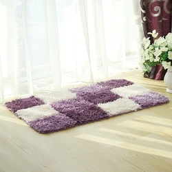 Geometric Pattern Bathroom Mat, Thick Fiber, Anti-slip Bath Carpet, Doormat, Fluffy Long HairsToilet Rugs, 3 Piece Set, Fashion