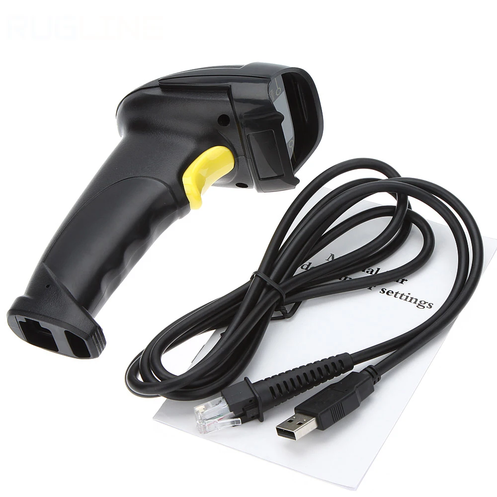 High Scan Speed Laser Wired Barcode Scanner with USB Or RS232  Detachable Cable