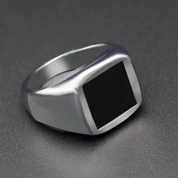 2020 Fashion Rings Square Big Width Signet Rings Black Men Finger Ring Jewelry Dropshipping