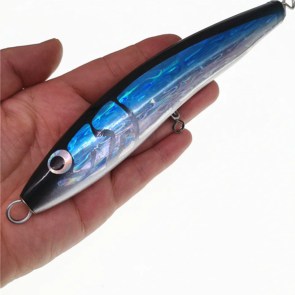 

SWOLFY 2pcs Topwater Wooden Lure Deep Sea Pencil lure 52g/16.5cm Stickbait GT Surface Trolling Lure Open Ocean Angling