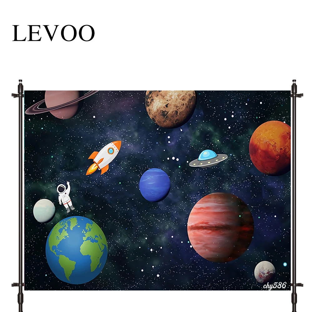 

LEVOO Photographic Background Birthday Universe Solar System Spaceship Background Photobooth Photo Studio Fabric Shoot