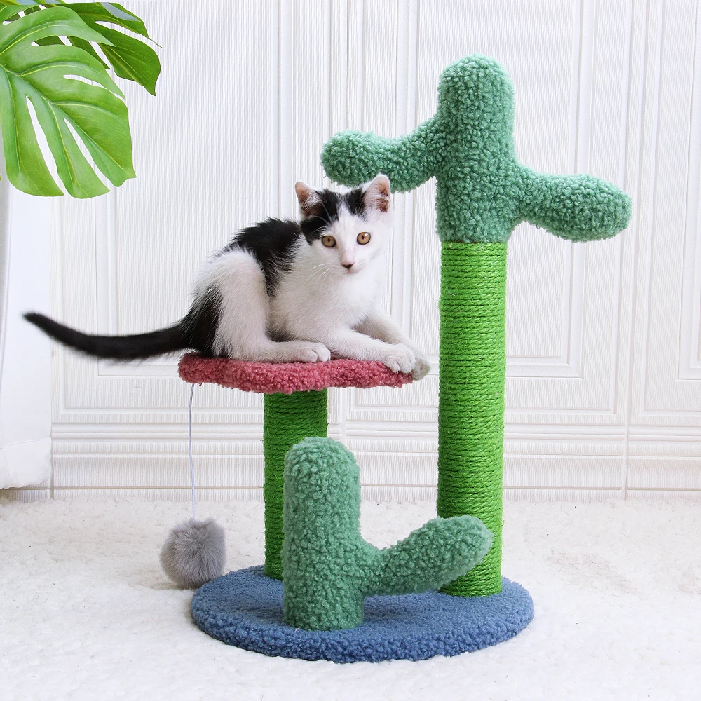 

Cat Scratcher Climbing Tree Board Cactus Cat Scratching Post Furniture Sisal Scratcher Post Tower For Cats Funny Jumping Toy