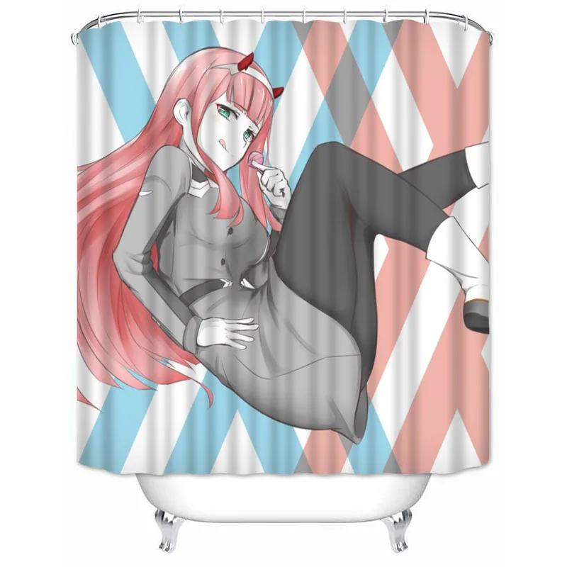 Musife Custom Darling in the FRANXX Shower Curtain Waterproof Polyester Fabric Bathroom With Hooks DIY Home Decor