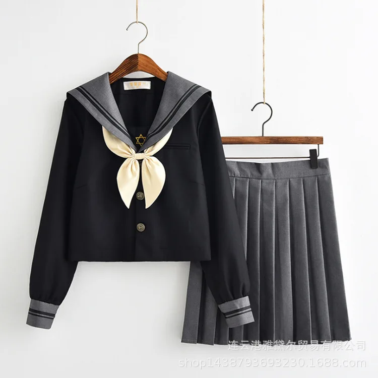 Scuola giapponese Uniforme Per Le Ragazze Dolce Lolita Marinaio Coreano Uniformi Cosplay Camicia A Maniche Lunghe Gonna A Pieghe Studente Set