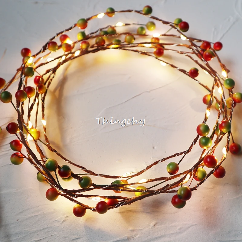 3m 30 led berry fruit guirlanda luzes fio de cobre da bateria led luzes da corda de fadas para o natal casamento decoração festa evento