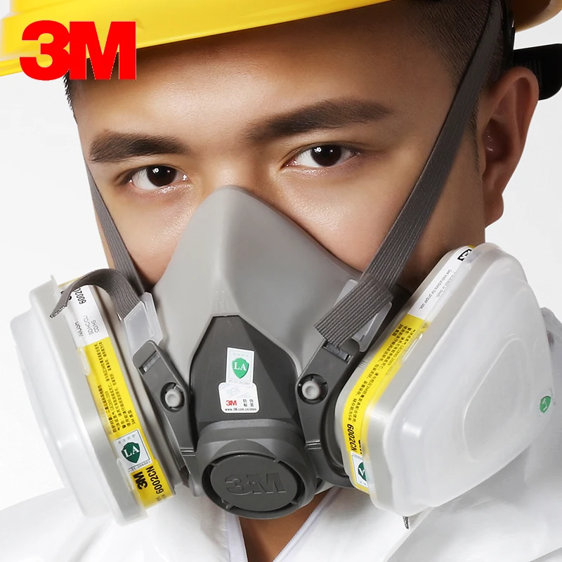 3M 6200+6002 Half Facepiece Reusable Respirator Respiratory Protection NIOSH Standard Gas Cartridges Acid Gas Mask F0000