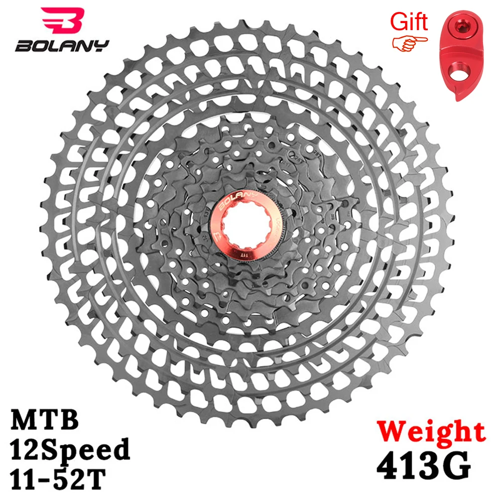 

Bolany Ultraligh Cassette MTB 413G 12 Speed 11-52T Bicycle Parts K7 12V CNC Aluminum Alloy CNC Freewheel Bike For HG Hub gx eagl